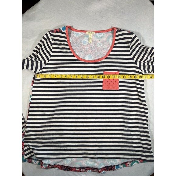 Matilda Jane Women’s Shea Striped Floral Mixed Print Long Sleeve Top Size Large - Picture 5 of 7